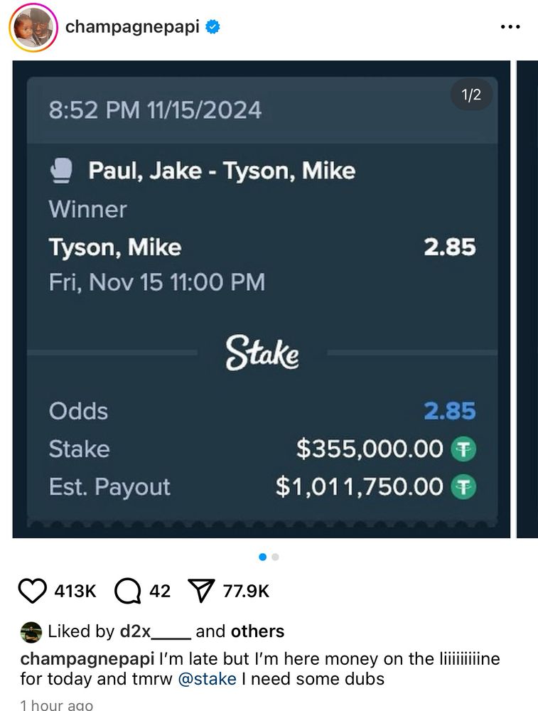 drake betting $350k on mike tyson