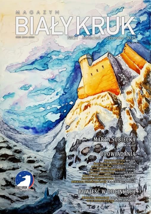 Okładka Magazynu Biały Kruk nr 31 kwiecień-czerwiec 2025. Obrazek na okładce: zamek w ośnieżonych górach. Na pierwszym planie dwa wilki (jeden wyje, drugi leży). 

Na okładce wypisana jest też treść numeru:

Marta Sobiecka – wywiad

Opowiadania:
Monika Sochaj – Miłość
Bartłomiej Kudelski – Obelisk
Agnieszka Żak – Niewdzięczość
Daniel Szczepankiewicz – Żarnik
Paweł Domownik – Ostatnia zima
Jakub Chilmończyk – Ostatnie piętro
Dariusz Sprenglewski – Urodziwa pani
Barbara Uznańska-Loch – Era czterech słońc

Powieść w odcinkach:
Marlena Urbaniak – Paranoidalna XVI
Olaf Pajączkowski – Pajęczyna XVII

