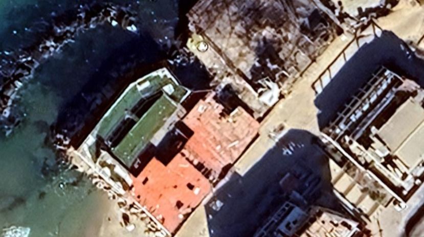 Screengrab from Google Maps satellite image, of al-Baqa beach cafe, Gaza City, taken December 2024