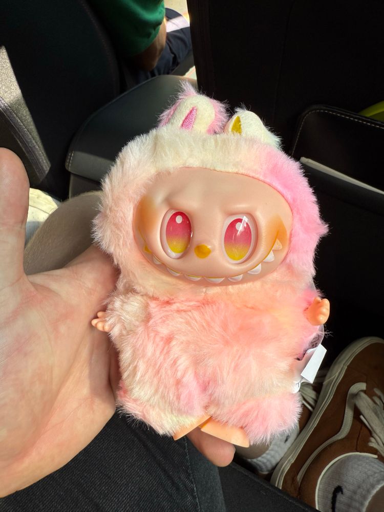 Fake pink labubu toy
