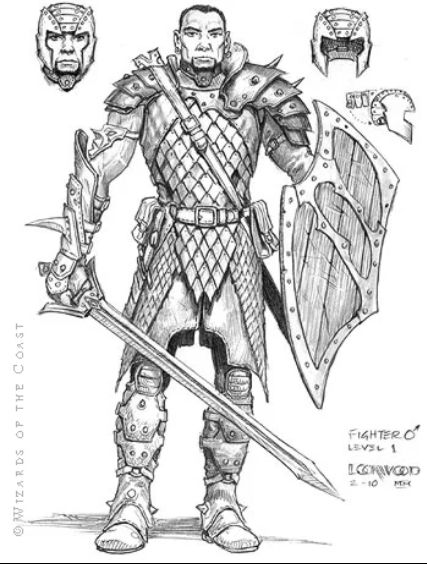 Drawing of Regdar the fighter by Todd Lockwood, made for the 3rd edition of Dungeons & Dragons.