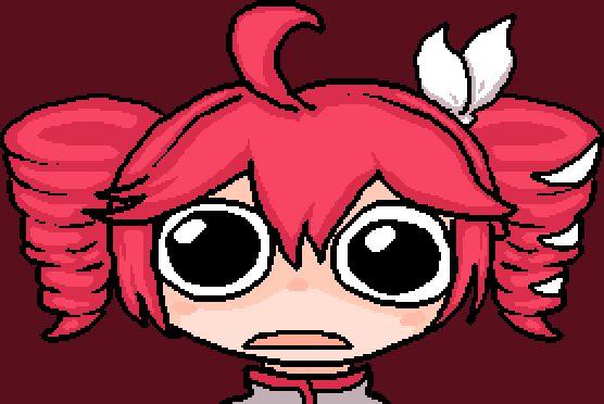 Kasane Teto, staring at you with a funny face.