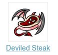 Deviled Steak, Neopets item which looks like a steak with devil wings, horns, and tail 