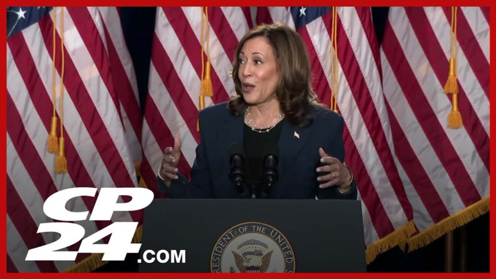 Kamala Harris speaking at a rally in Milwaukee