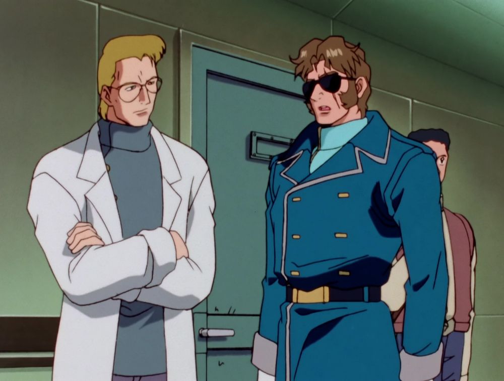 screenshot of jamil speaking to techcs outside the freeden's holding cell. techcs' arms are crossed while he listens. there's a random crew member behind them both guarding the door