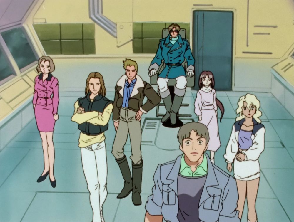 screenshot of the freeden bridge crew + roybea, witz, and tiffa. they're all kind of off model and roybea and witz are striking cunty poses