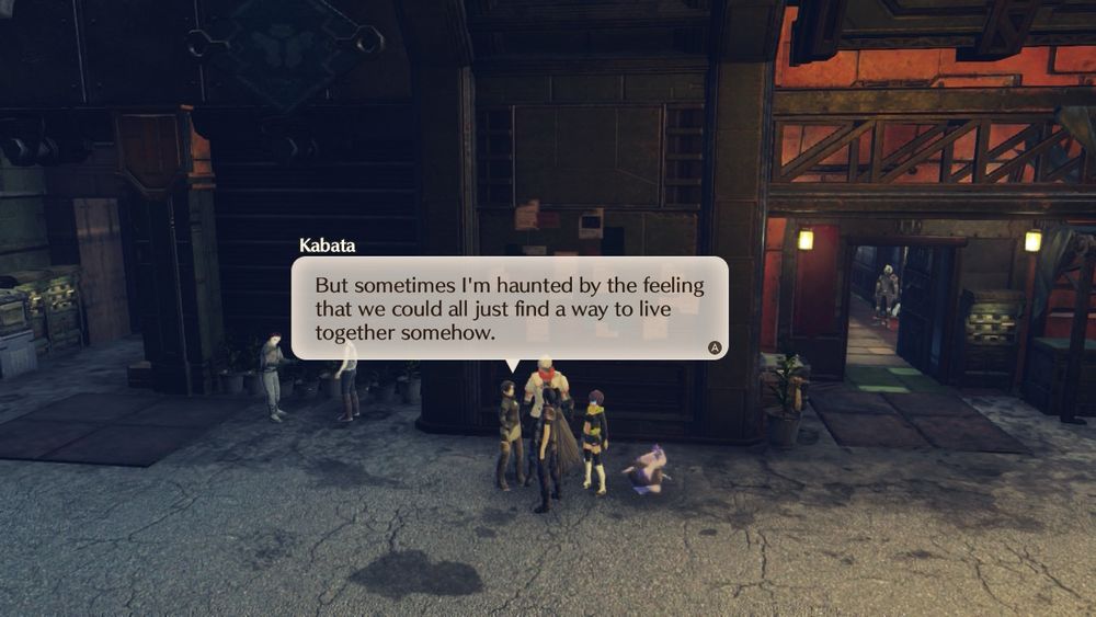Two NPCs discussing senseless war in the 2022 video game Xenoblade Chronicles 3