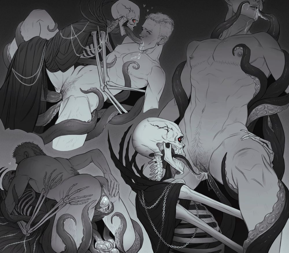 Connor, a four armed tentacled undead, performs various intimate acts on their partner from double penetration, to eating their partner out, and laying eggs within said partner. 