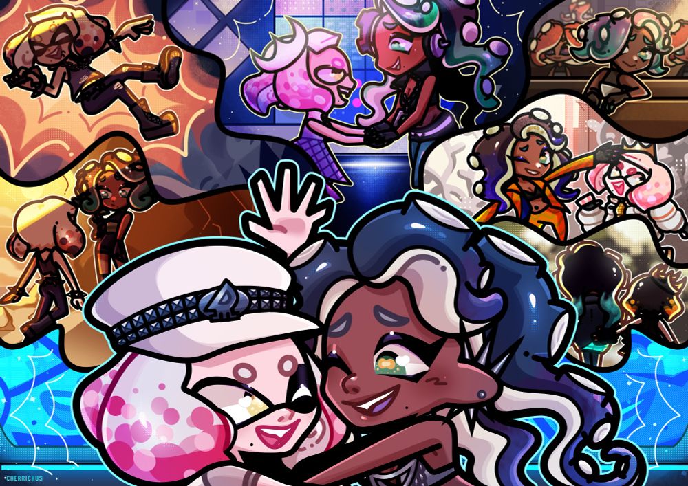 Print of Splatoon featuring Off the Hook. Pearl and Marina reliving their memories all the way up to the Grandfest.