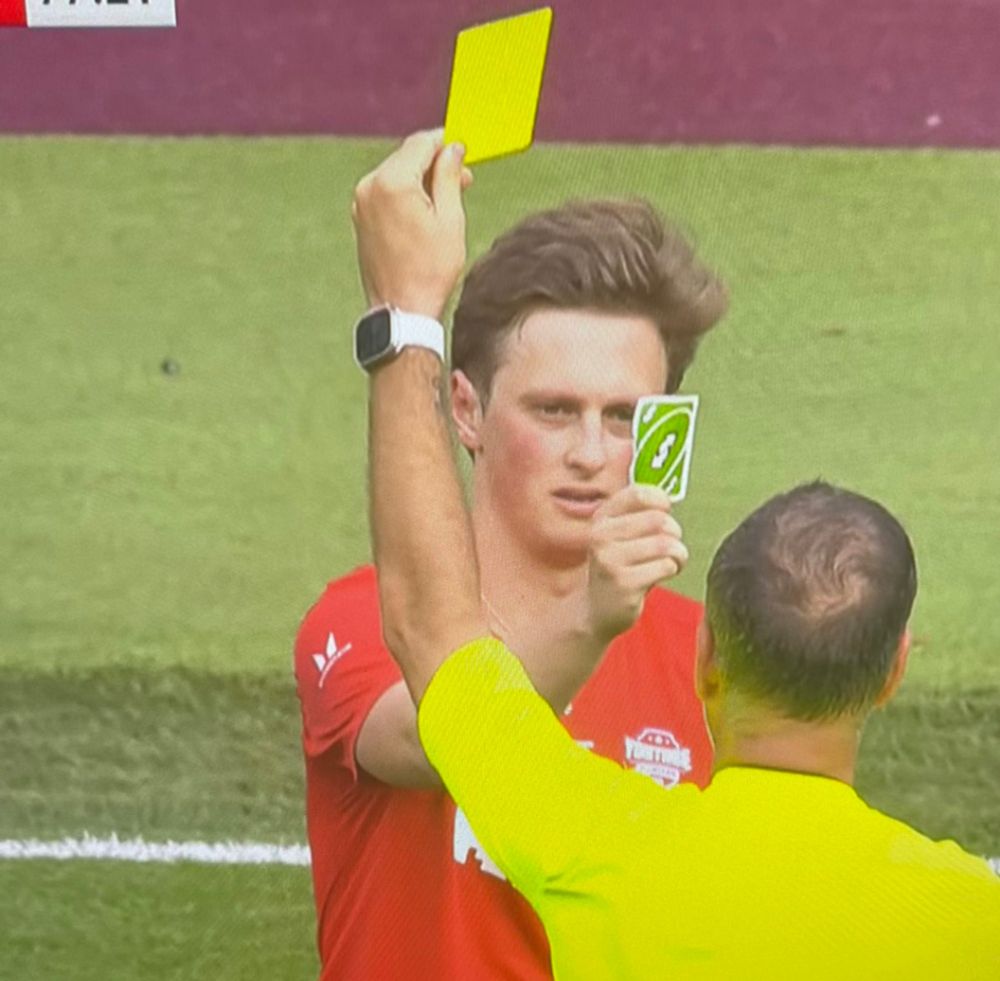 Uno reverse-carding a football yellow card penalty.