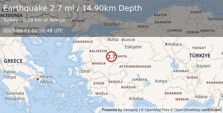 Earthquake Alert: WESTERN TURKEY