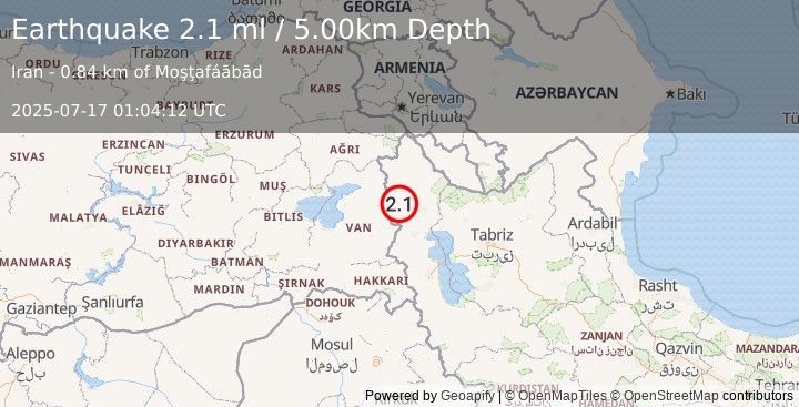 Earthquake Alert: TURKEY-IRAN BORDER REGION