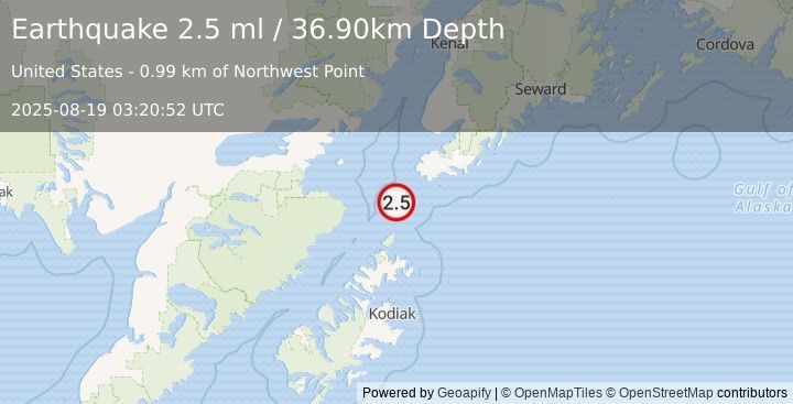 Earthquake Alert: 50 km SSW of Nanwalek, Alaska