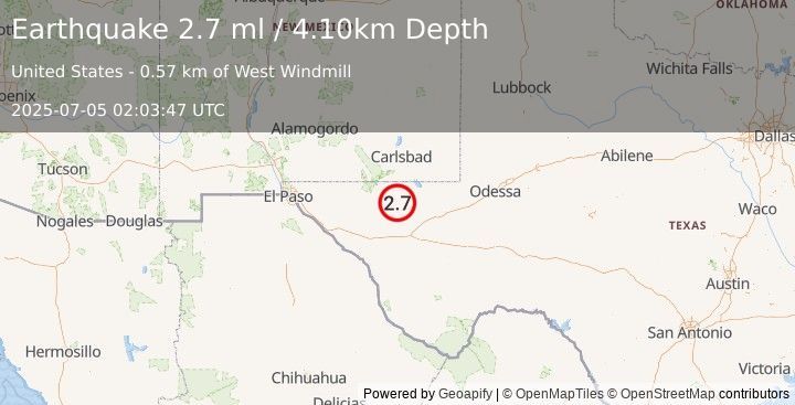 Earthquake Alert: WESTERN TEXAS