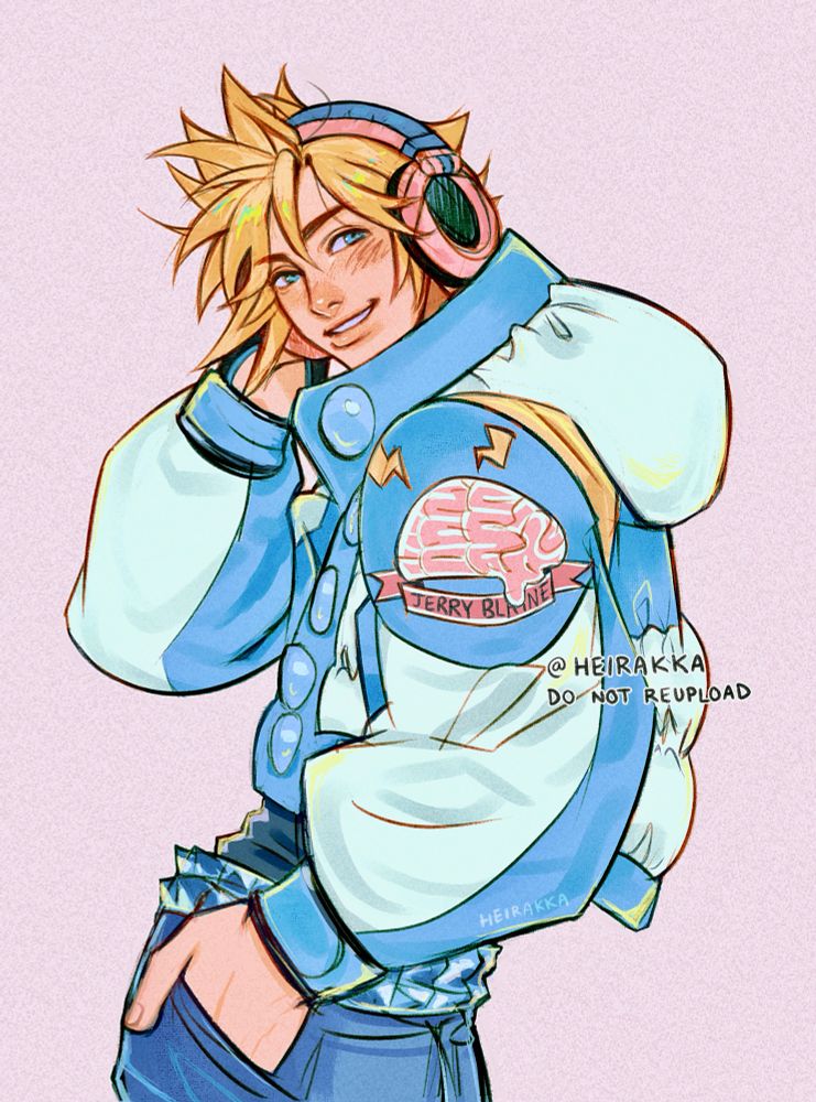 Art of Cloud Strife from Final Fantasy 7 dressed as Aoba Seragaki from Dramatical Murder.