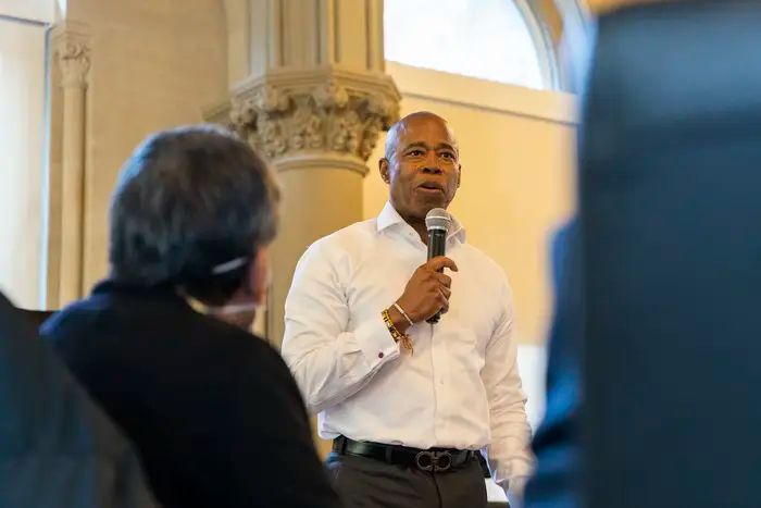 Mayor Eric Adams delivers remarks at a Street Homeless Advocacy Project open house in 2022.

Advocates say more could be done to address the city’s homelessness crisis. [ more › ]