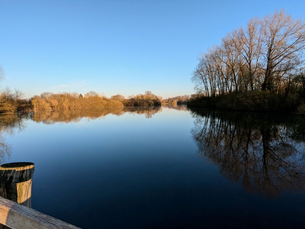 Another point of view from the same lake, the blue sky (wink wink) reflects on the water making the lake blue
