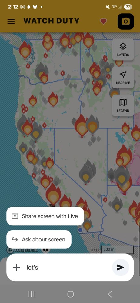 Fires marked on watch duty app. Lots of fires