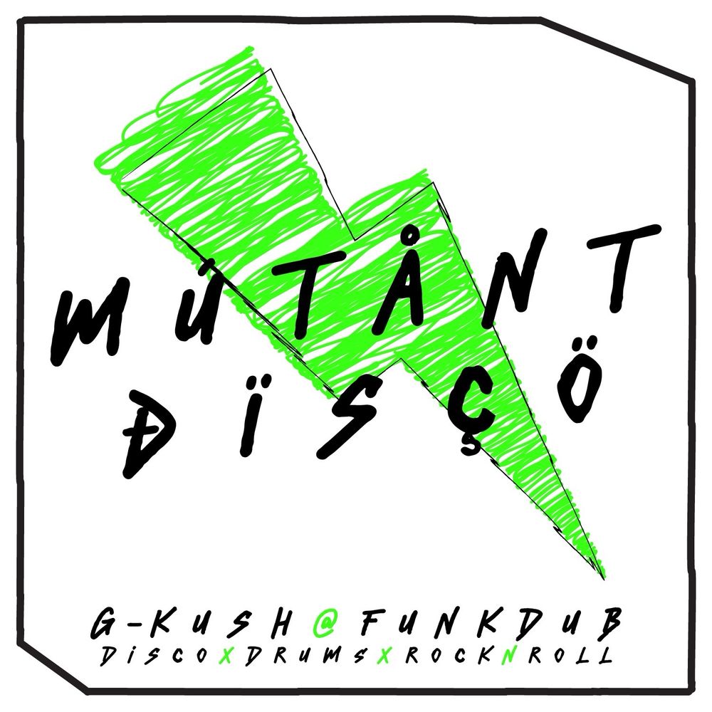 Mutant Disco logo - using the colour scheme & flash of the recent Funkdub logo, combined with the DFA aesthetic 