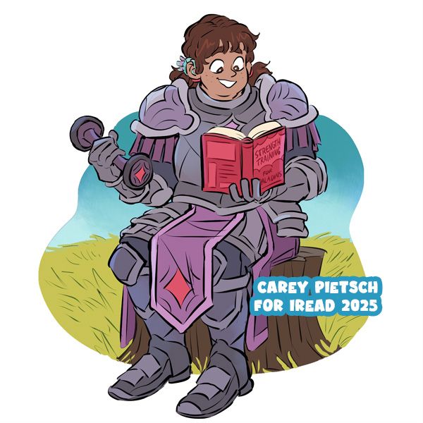 iRead 2025 teen spot art- paladin reading a book on strength training
