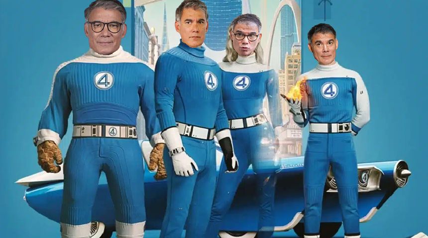 Les fantastic four avec la tête d'Olivier Faure