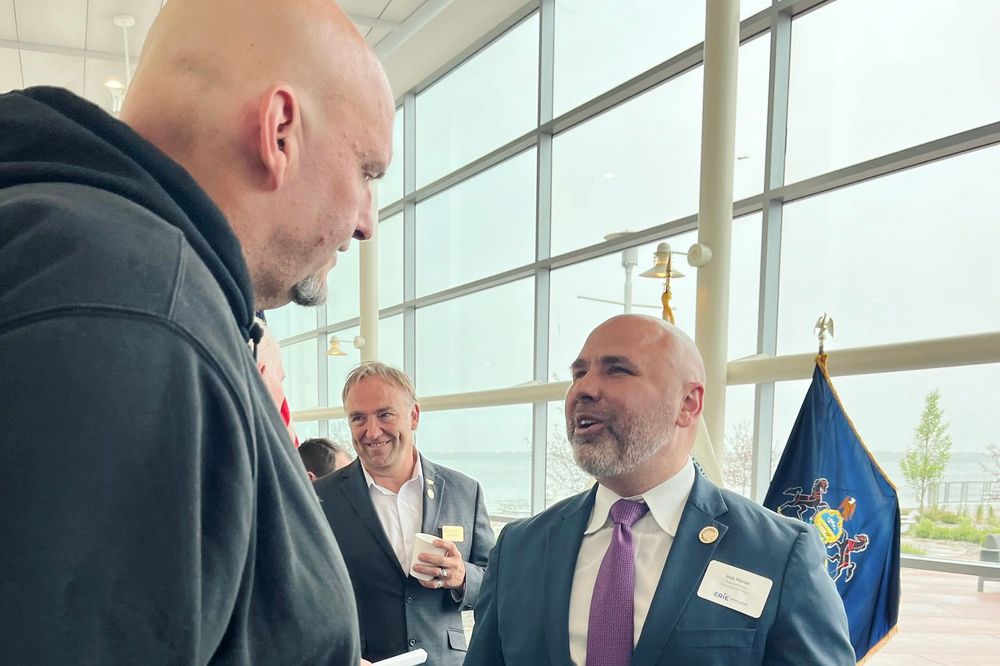 Senator Fetterman talking with PA State Rep. Robert Merski.