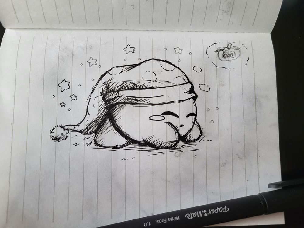 Sleeping Kirby dreaming about a Maxim Tomato