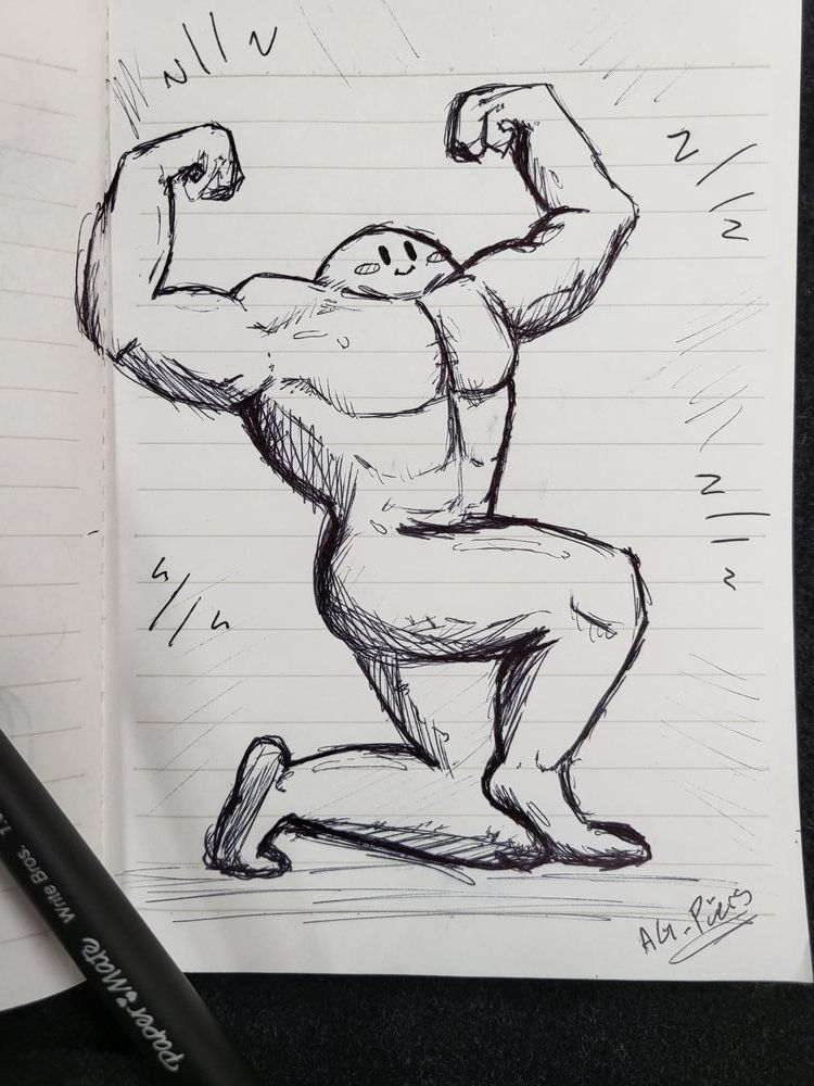 Buff Kirby posing like his stone ability Muscle Man