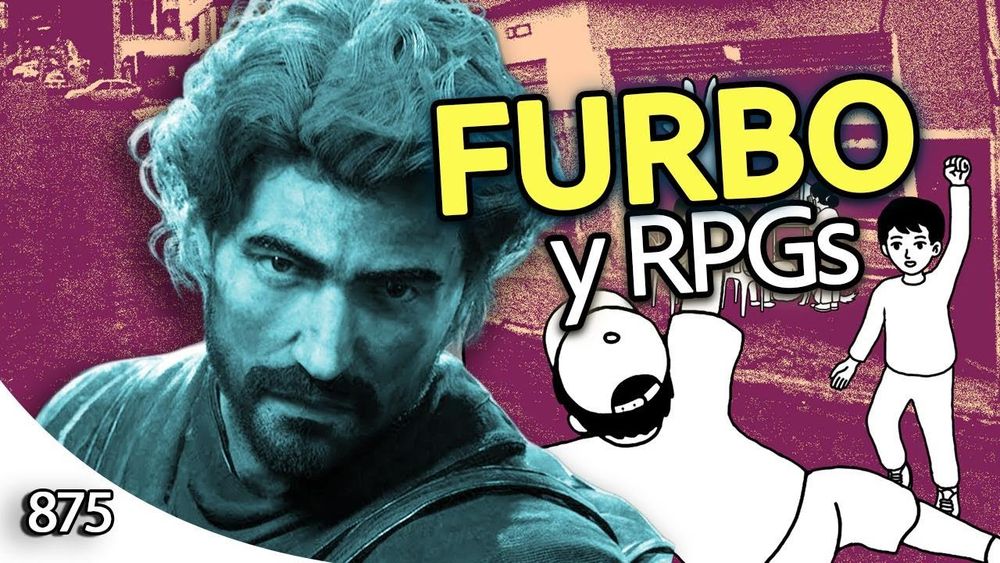 Imagen de Gustave, personaje del RPG francés Clair Obscur: Expedition 33, enfrente de una imagen de dos niños jugando al fútbol en Desplote. Texto: Furbo y RPGs. Abajo a la derecha sale el número 875.