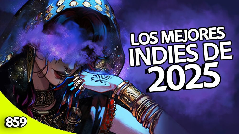 Imagen principal de Sultan's Game, con una mujer con autendo inspirado en Oriente, con los ojos cubiertos por una niebla morada. A su derecha aparece el texto "los mejores indies de 2025". Abajo a la izquierda se ve el número 859.