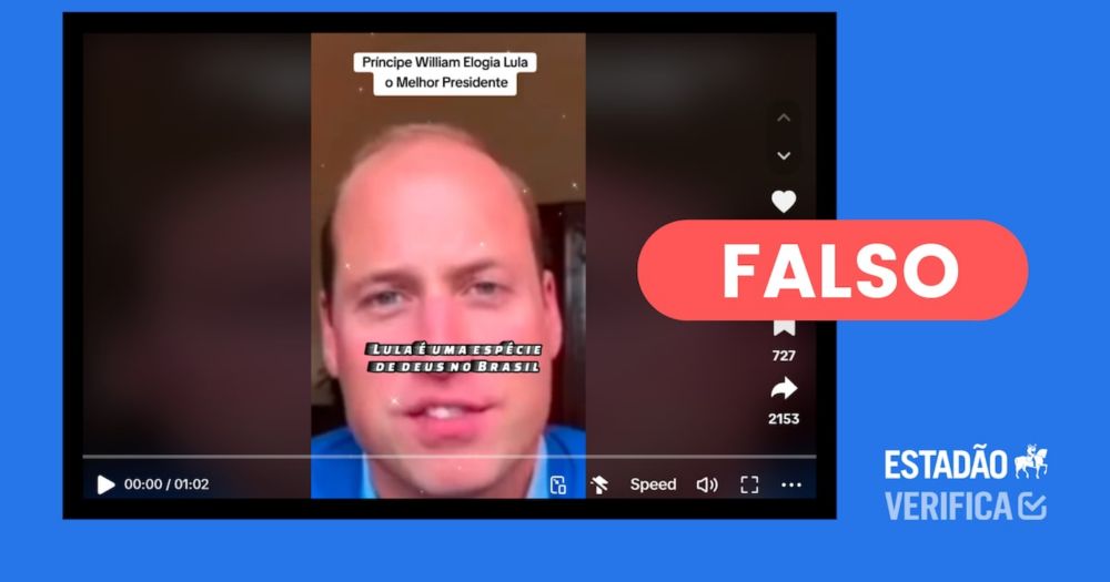 Príncipe William não disse que ‘Lula é uma espécie de Deus no Brasil’ em vídeo