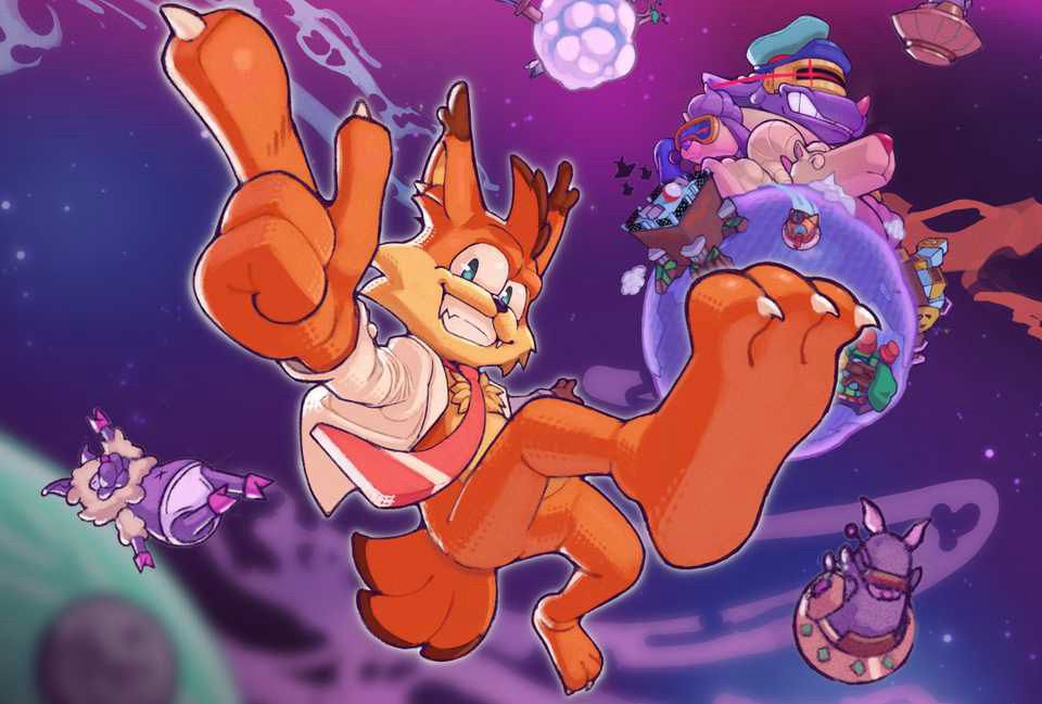 Official key artwork from Bubsy 4D (Atari/Fabraz, 2026)