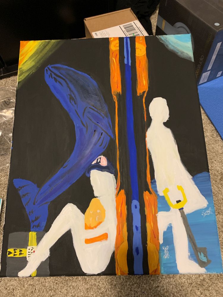 My painting of a lot of key moments and things we shared while being apart for so many years. Glad to finally be together