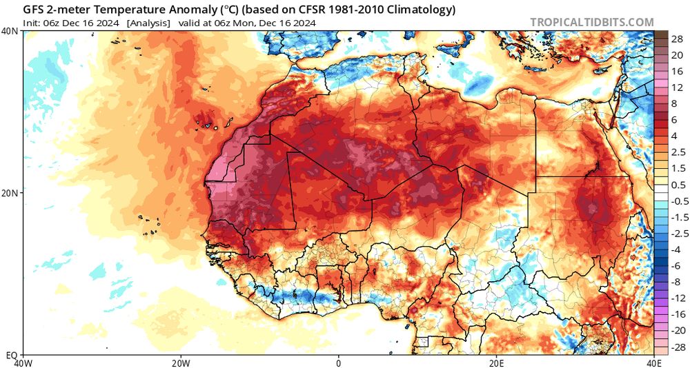 One of the most mind-blowing meteorological phenomena in all of climate history has just occurred: 

The warmest December night ever recorded in the entire northern hemisphere.

> 31°C at night in the Canary Islands.

Nighttime low of 29.6 in Puerto de La Cruz.


#Climatic #Change  