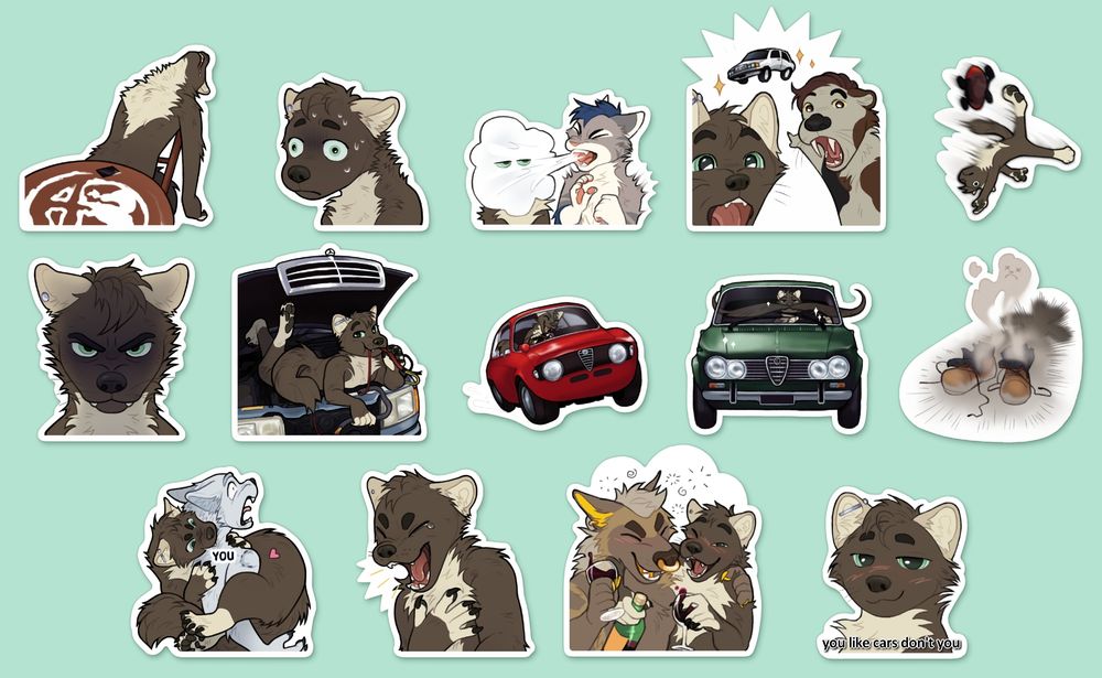 A brown sable with a variety of expressions, for a telegram sticker set.