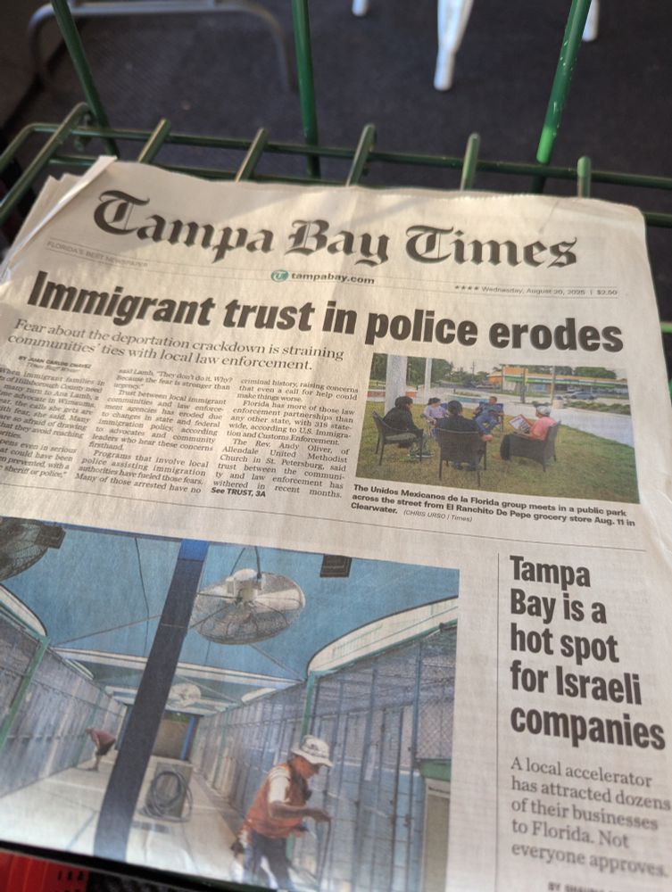 A picture of the front page of the Tampa Bay Times with the headline 