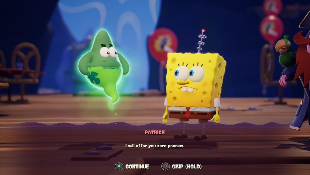 a screenshot of spongebob titans of the tide of patrick saying: I will offer you zero pennies.
