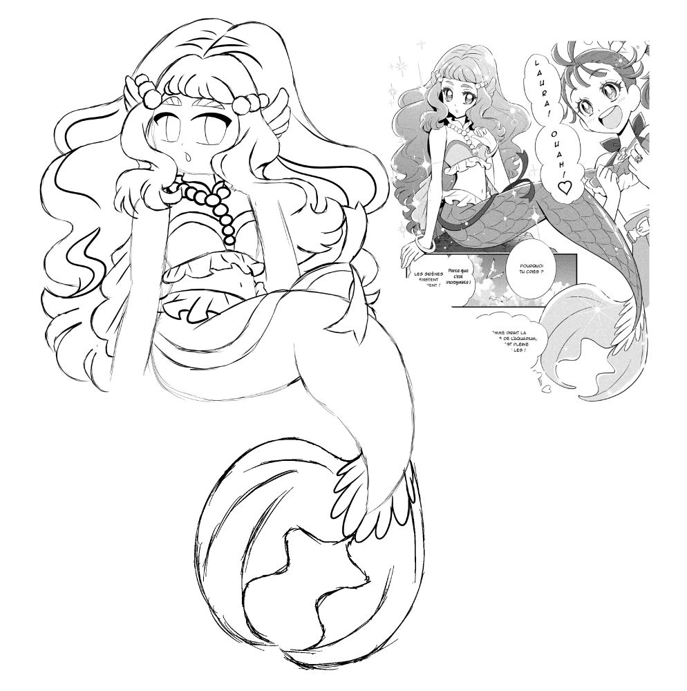 a redraw of laura apollodoros hyginus la mer based on a drawing of her in the tropical-rouge! pretty cure manga
