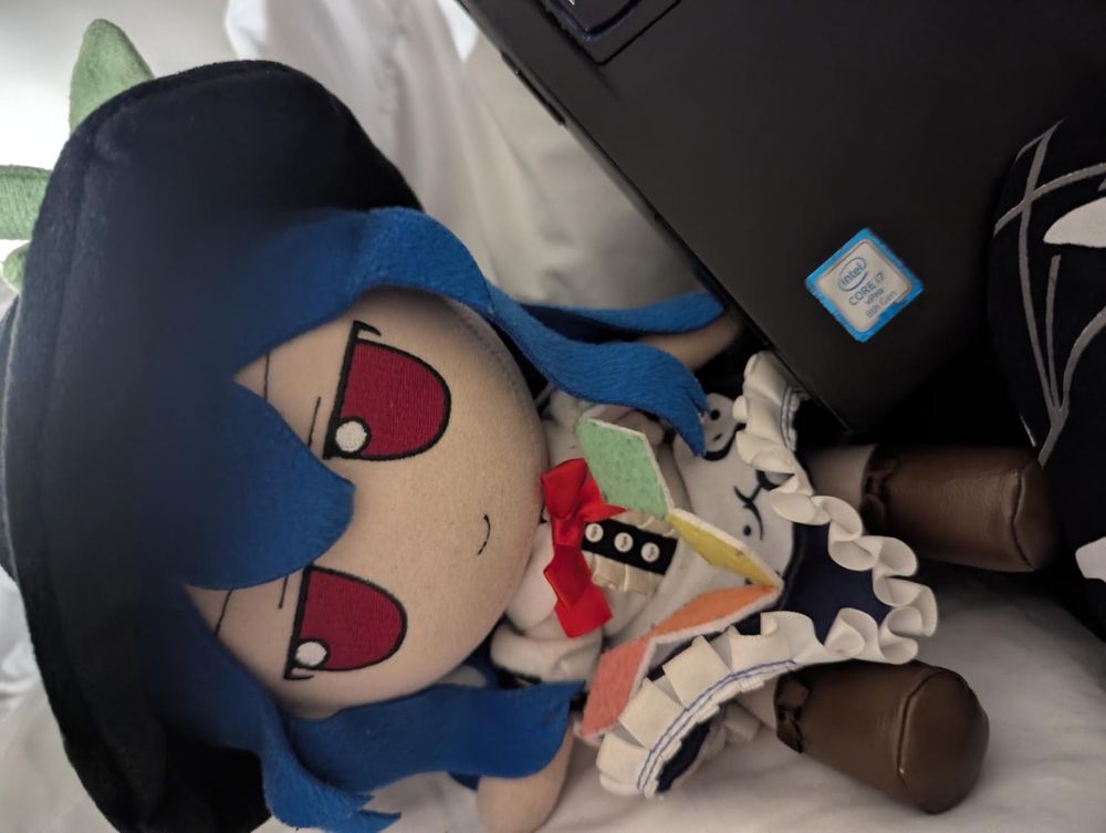 Tenshi fumo next to a ThinkPad P52