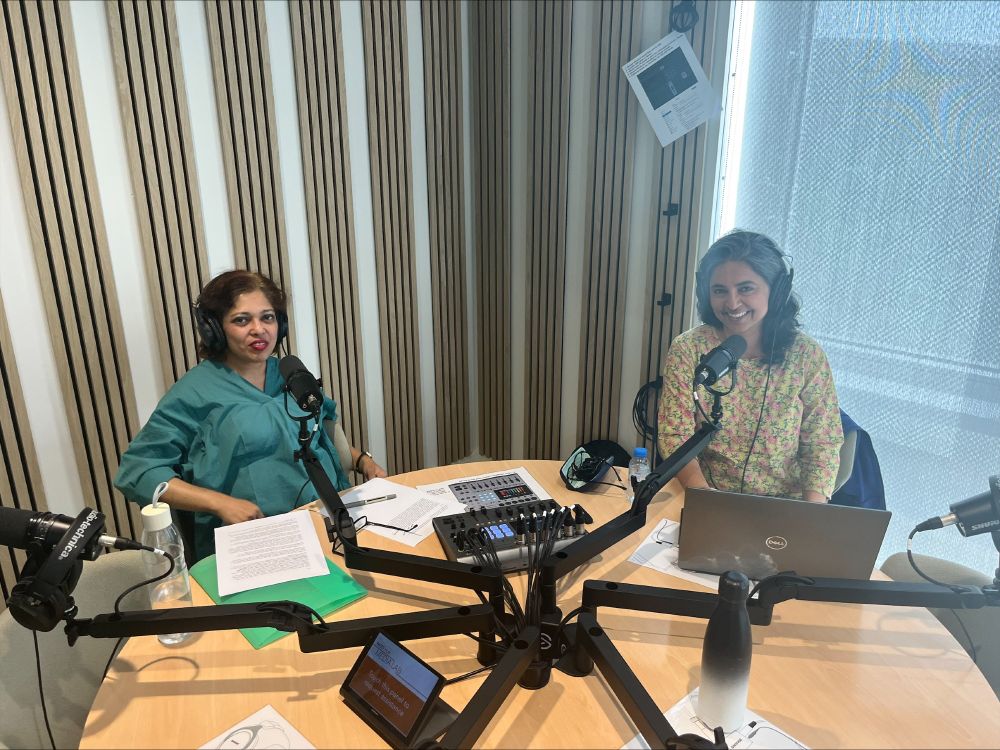 Malina Roy and Prof Rajani recording the podcast