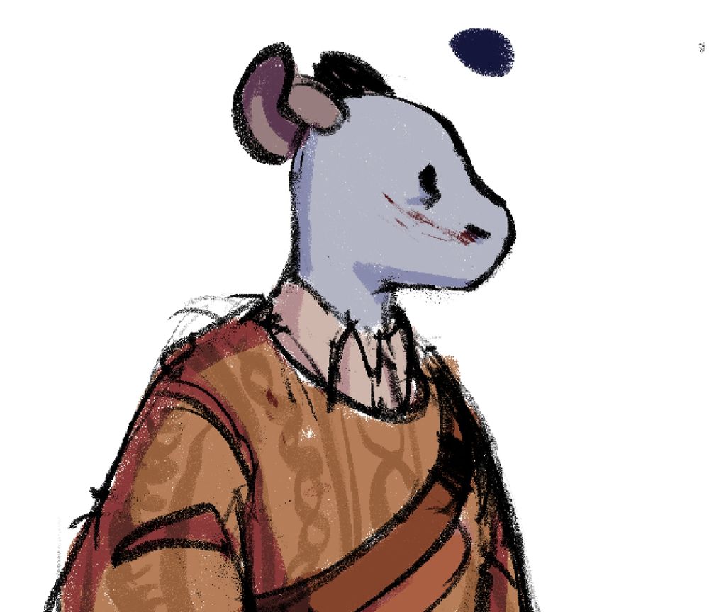 A close up of the second image, an anthropomorphic mouse in a button up with a warm sweater into of it