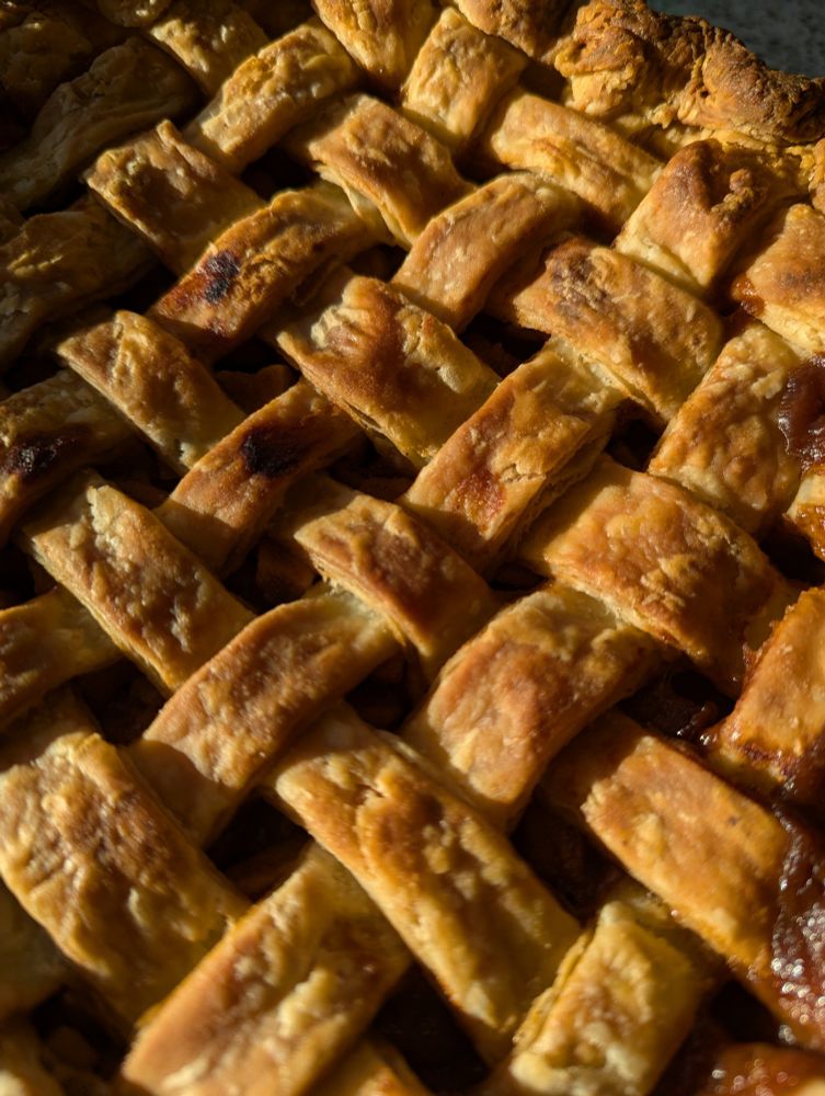 Close up of lattice crust for an apple pie 