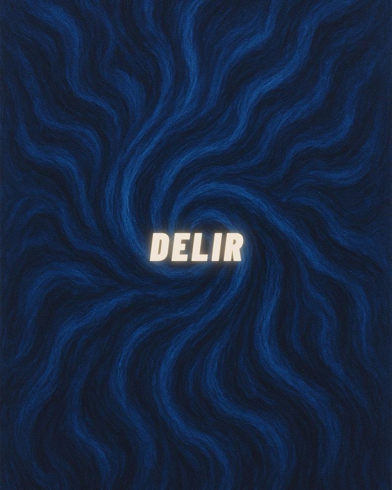 Das Wort Delir auf einer abstrakten Spirale im Hintergrund, die dies symbolisiert.