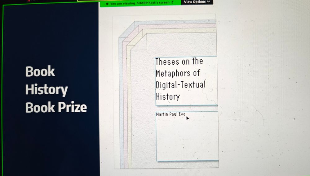 A slide featuring the book cover, showing that I had won