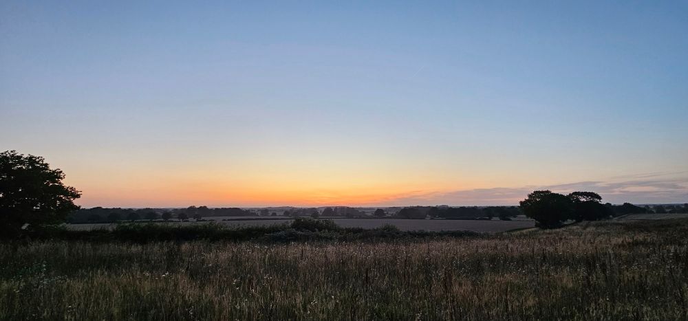A photo of North Norfolk countryside at dusk. 