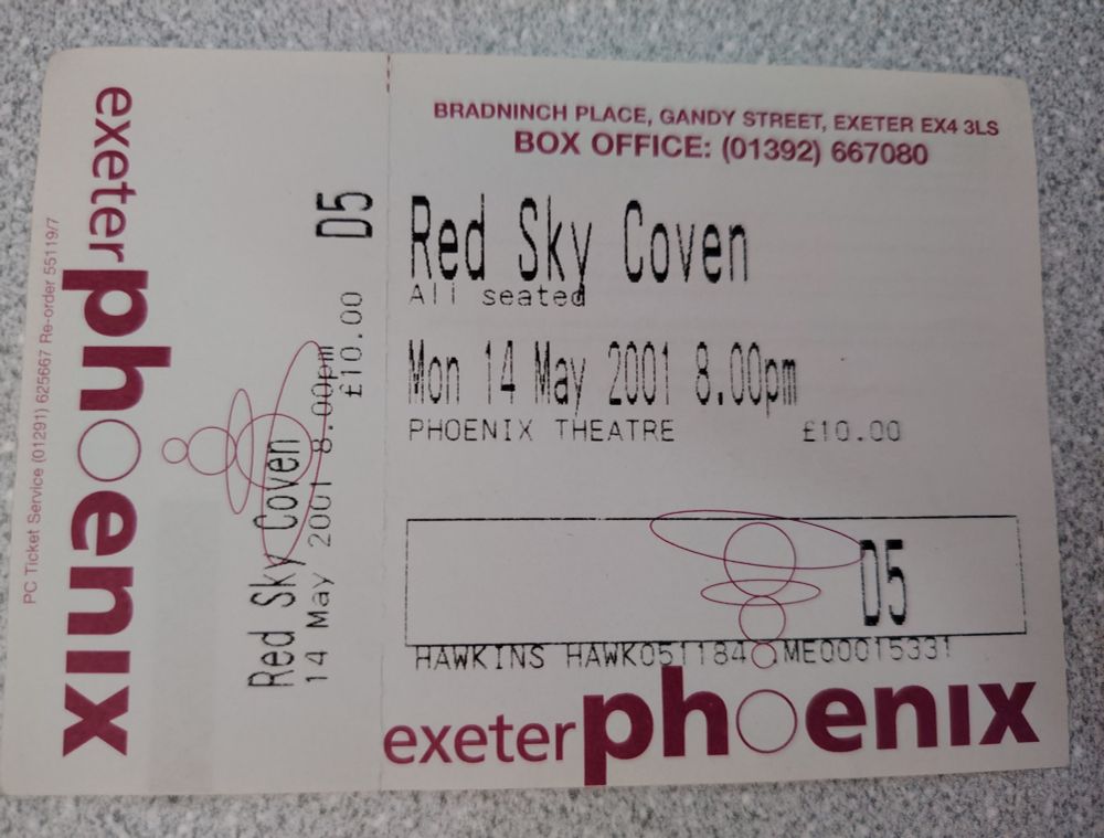 Red Sky Coven ticket for Exeter Phoenix in 2001