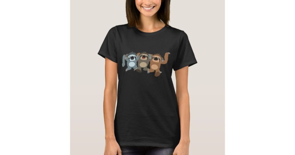 Three Cute Cartoon Sloths Women T-Shirt | Zazzle