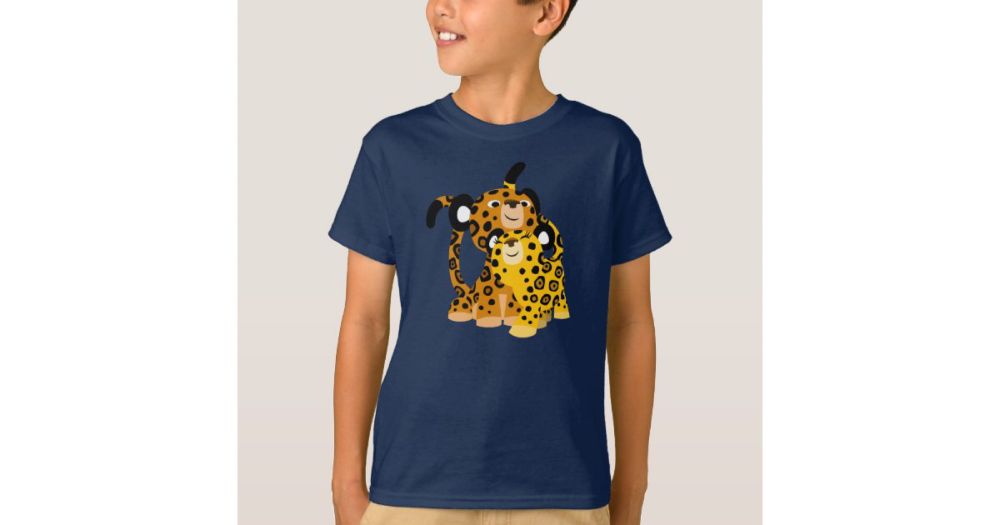 Cute Cartoon Jaguars In Love Children T-Shirt | Zazzle