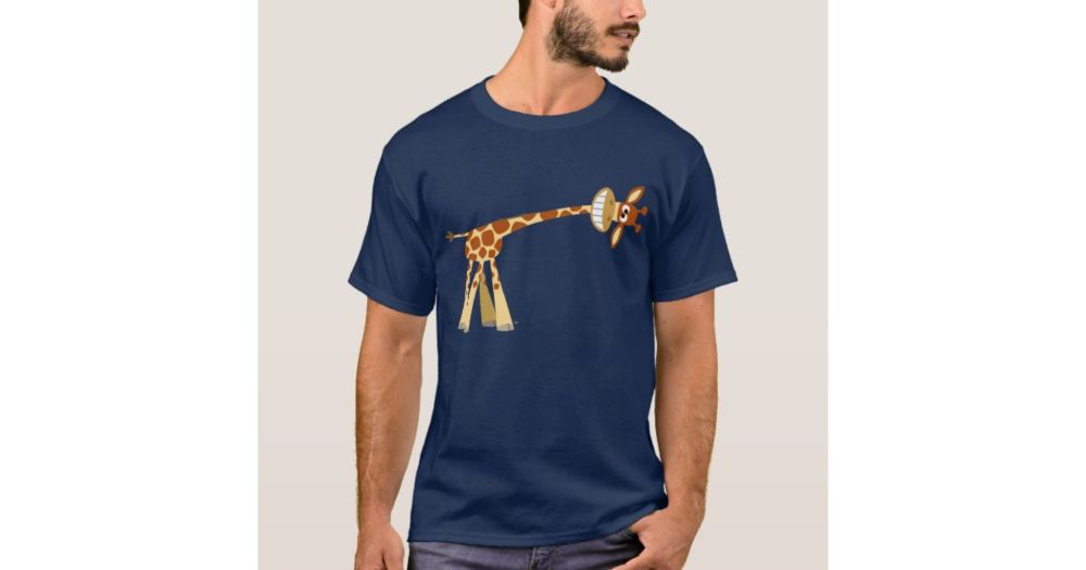 Hee Hee Hee!! Cute Cartoon Giraffe Men's T-shirts | Zazzle