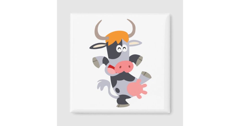 Cute Dancing Cartoon Cow  Magnet | Zazzle